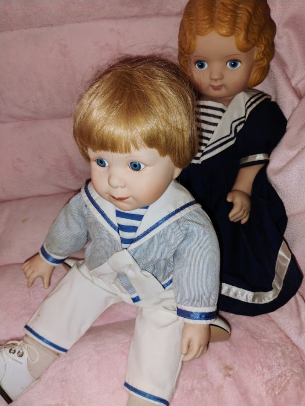 “Vintage Porcelain Sailor Dolls Pair - Danbury Mint Michael & Promenade Collecti